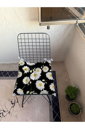 9 Puntalı Şık ÇİÇEKLİ Desenli POFUDUK Salon Balkon Bahçe Mutfak Sandalye Minderi