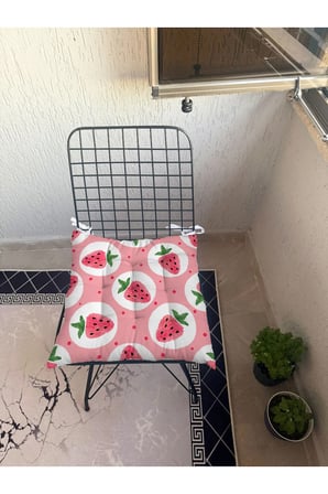 9 Puntalı MEYVE Desenli POFUDUK Salon Balkon Bahçe Mutfak Sandalye Minderi