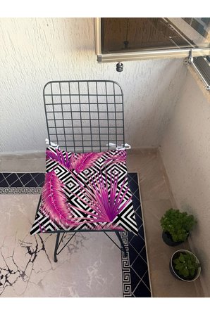 9 Puntalı TROPİKAL Desenli POFUDUK Salon Balkon Bahçe Mutfak Sandalye Minderi
