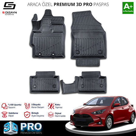 S-Dizayn Toyota Yaris 3D Pro Havuzlu Paspas 2020 Üzeri A+ Kalite