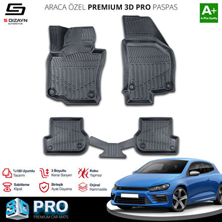 S-Dizayn VW Scirocco 3D Pro Havuzlu Paspas 2008 Üzeri A+ Kalite