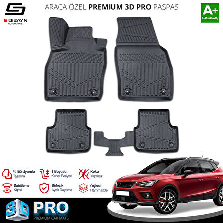 S-Dizayn Seat Arona 3D Pro Havuzlu Paspas 2017 Üzeri A+ Kalite