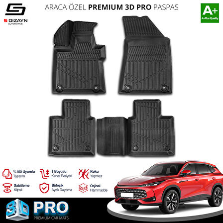 S-Dizayn MG HS Turbo Hybrid 3D Pro Havuzlu Paspas 2024 Üzeri A+ Kalite