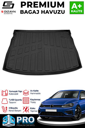 S-Dizayn VW Golf 7 3D Pro Bagaj Havuzu Üst Bagaj 2012-2020 A+ Kalite