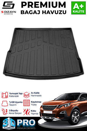 S-Dizayn Peugeot 3008 3D Pro Bagaj Havuzu Üst Bagaj 2016-2023 A+ Kalite