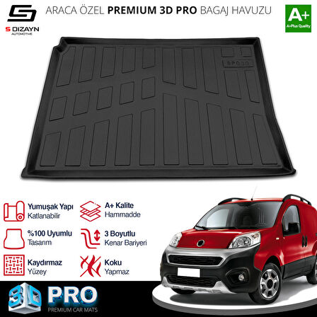 S-Dizayn Fiat Fiorino 3D Pro Bagaj Havuzu 2008 Üzeri A+ Kalite