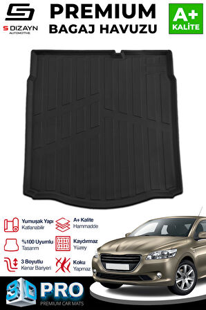 S-Dizayn Peugeot 301 3D Pro Bagaj Havuzu 2012 Üzeri A+ Kalite