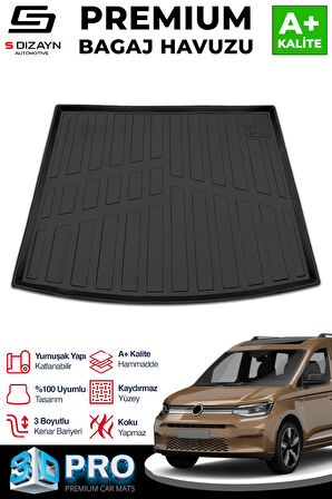 S-Dizayn VW Caddy 3D Pro Bagaj Havuzu 2020 Üzeri A+ Kalite