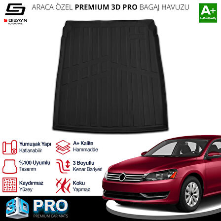 S-Dizayn VW Passat B7 3D Pro Bagaj Havuzu 2010-2015 A+ Kalite