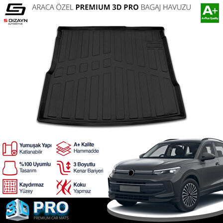 S-Dizayn VW Tiguan 3D Pro Bagaj Havuzu 2024 Üzeri A+ Kalite