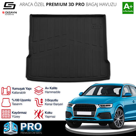 S-Dizayn Audi Q3 3D Pro Bagaj Havuzu 2011-2018 A+ Kalite