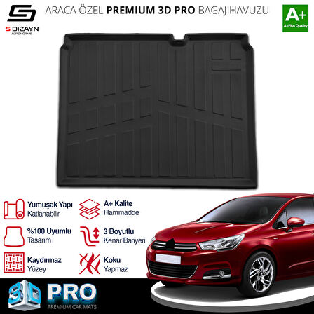 S-Dizayn Citroen C4 3D Pro Bagaj Havuzu 2010-2018 A+ Kalite