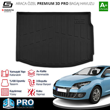 S-Dizayn Renault Megane 3 3D Pro Bagaj Havuzu 2009-2016 A+ Kalite
