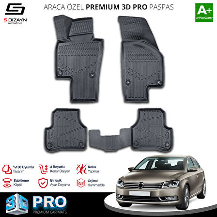 S-Dizayn VW Passat B7 3D Pro Havuzlu Paspas 2010-2014 A+ Kalite