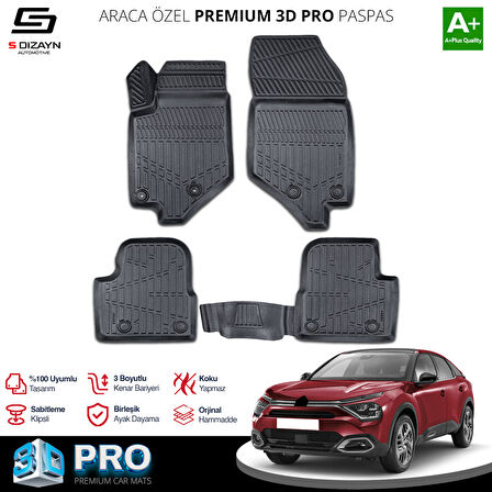 S-Dizayn Citroen C4 Elektrikli 3D Pro Havuzlu Paspas 2022 Üzeri A+ Kalite