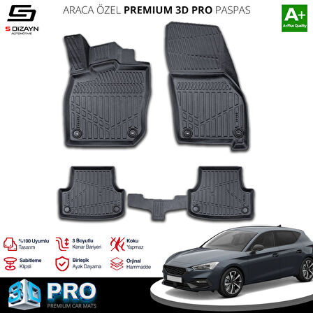 S-Dizayn Seat Leon 4 Otomatik 3D Pro Havuzlu Paspas 2021 Üzeri A+ Kalite