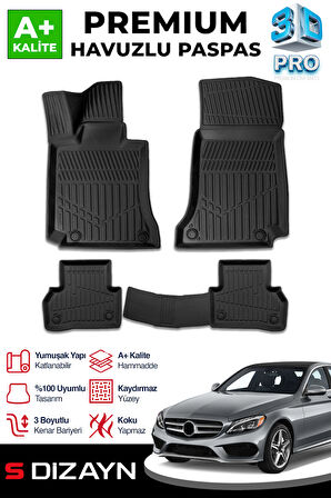S-Dizayn Mercedes C Serisi W205 3D Pro Havuzlu Paspas 2014-2020 A+ Kalite