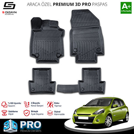 S-Dizayn Renault Clio 3 3D Pro Havuzlu Paspas 2005-2012 A+ Kalite