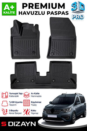 S-Dizayn Renault Express Camlıvan 3D Pro Havuzlu Paspas 2021 Üzeri A+ Kalite