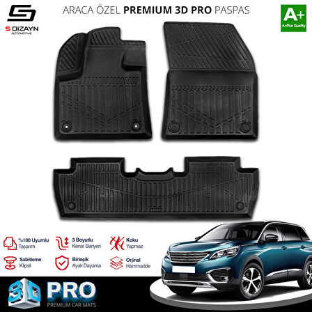 S-Dizayn Peugeot 5008 3D Pro Havuzlu Paspas 2017-2024 A+ Kalite