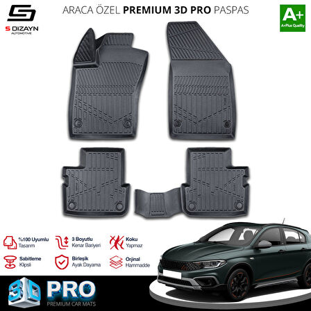 S-Dizayn Fiat Egea Hybrid 3D Pro Havuzlu Paspas 2020 Üzeri A+ Kalite