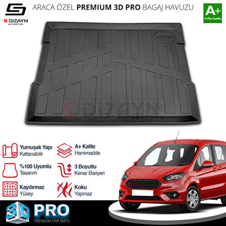 S-Dizayn Ford Courier 3D Pro Bagaj Havuzu 2014-2024 A+ Kalite