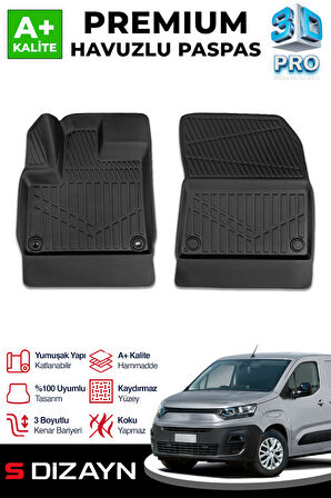 S-Dizayn Fiat Doblo Panelvan 3D Pro Havuzlu Paspas Ön 2'Li 2023 Üzeri A+ Kalite