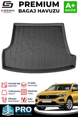 S-Dizayn VW T-Roc 3D Pro Bagaj Havuzu Üst Bagaj 2019 Üzeri A+ Kalite