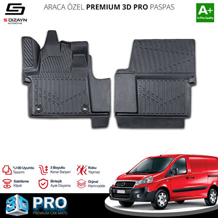 S-Dizayn Fiat Scudo 3D Pro Havuzlu Paspas Ön 2'Li 2007-2016 A+ Kalite