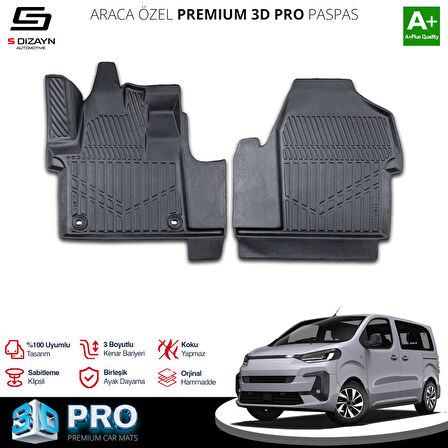 S-Dizayn Fiat Ulysse 3D Pro Havuzlu Paspas Ön 2'Li 2022 Üzeri A+ Kalite