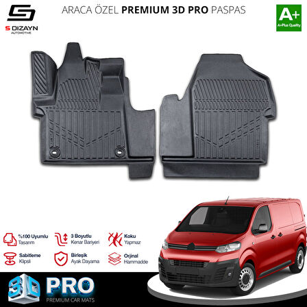 S-Dizayn Citroen Jumpy Panelvan 3D Pro Havuzlu Ön 2'Li Paspas 2016 Üzeri A+ Kalite