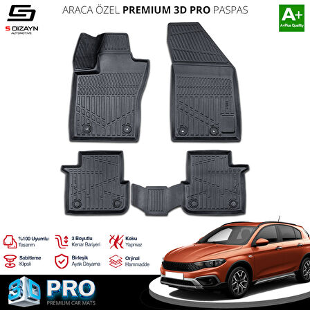 S-Dizayn Fiat Egea Cross 3D Pro Havuzlu Paspas 2020 Üzeri A+ Kalite