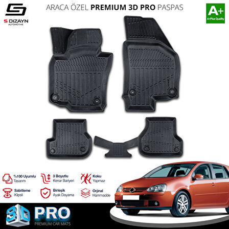 S-Dizayn VW Golf 5 3D Pro Havuzlu Paspas 2004-2008 A+ Kalite
