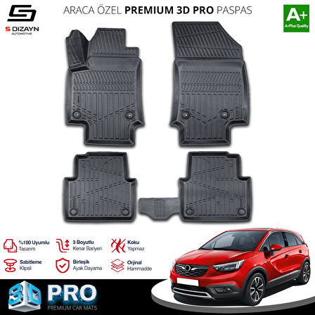 S-Dizayn Opel Crossland X 3D Pro Havuzlu Paspas 2020 Üzeri A+ Kalite