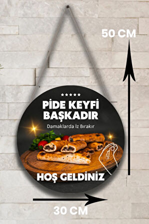 Pide Salonu için Çift Taraflı Hoş Geldiniz Karşılama Tabelası, Pide Dükkan Kapı Duvar Tablo Pano Süs