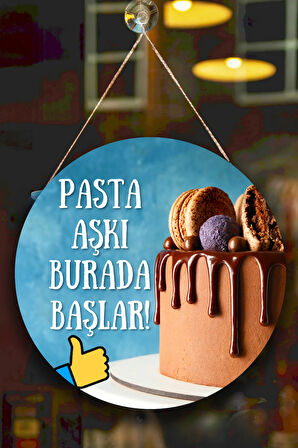 Pastane Salonu Duvar, Kapı, Tek Taraflı Askılı Pano Karşılama Tabelası, Pasta Dükkanı Süsü