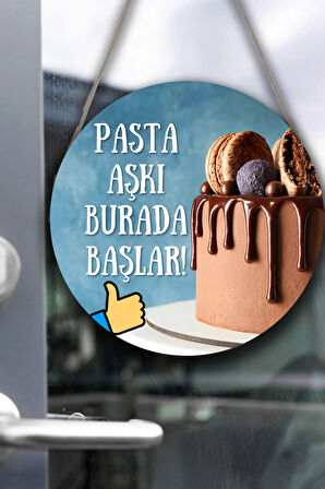 Pastane Salonu Duvar, Kapı, Çift Taraflı Askılı Pano Karşılama Tabelası, Pasta Dükkan Süsü