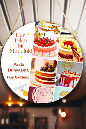 Pastane Salonu Duvar, Kapı, Tek Taraflı Askılı Pano Karşılama Tabelası, Pasta Dükkan Süsü
