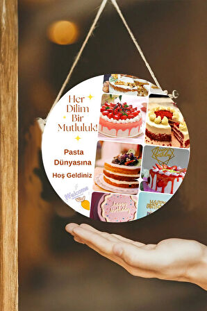 Pastane Salonu Duvar, Kapı, Tek Taraflı Askılı Pano Karşılama Tabelası, Pasta Dükkan Süsü