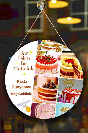 Pastane Salonu Duvar, Kapı, Çift Taraflı Askılı Pano Karşılama Tabelası, Pasta Dükkan Süsü