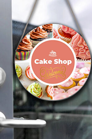 Pastane Salonu Duvar, Kapı, Tek Taraflı Askılı Pano Karşılama Tabelası, Pasta Dükkanı Süsü