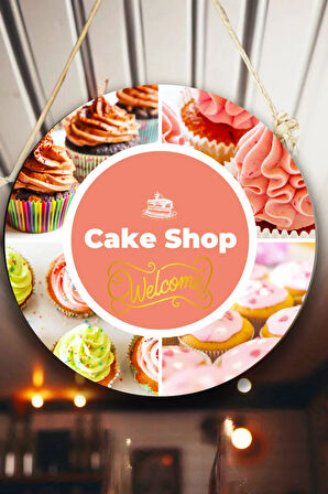 Pastane Salonu Duvar, Kapı, Tek Taraflı Askılı Pano Karşılama Tabelası, Pasta Dükkanı Süsü