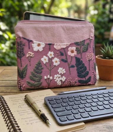 Pudra Bahçesi Açık desenli Tablet Kılıfı 11-12-13 İnç Şık ve Koruyucu Kılıf Cepli Çok Amaçlı 32x24 cm