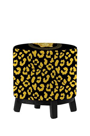 Adawall Siyah Medusa Ahşap Ayaklı Puf