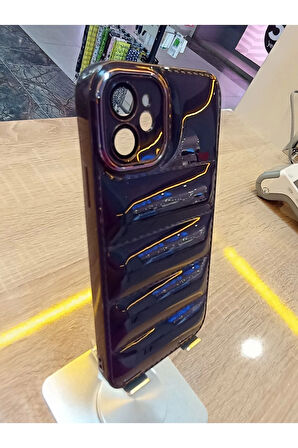 İPhone 11 Uyumlu Mor Puffer Case Kamera Lens Korumalı Puf Kılıf