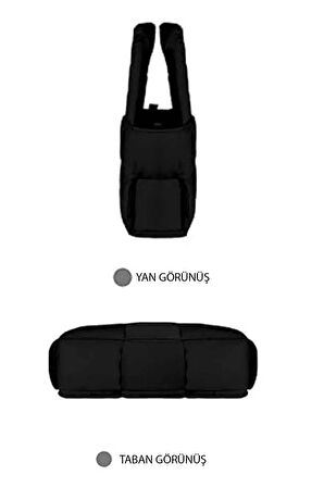Puffer Tote Bag Kadın Omuz Çantası - Kabartmalı Kapitone Kadın Çantası - Siyah