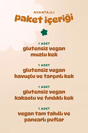 Humm Organic Organik Vegan Puf & Glutensiz Kek Atıştırmalık Paketi - 30 G X 4 adet (4 çeşit)