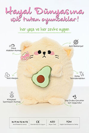 30 Cm Yumuşak Avakadolu Kedi Peluş Oyuncak Oyun Arkadaşı