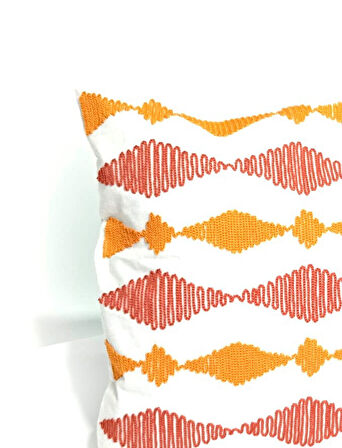 Geleneksel Motif Ham Kumaş Punç Nakışlı Kırlent Kılıfı 6'lı Set