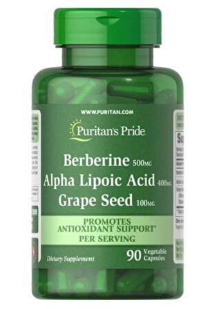 Berberine 500 mg Alpha Lipoic Acid 400 mg Grape Seed 100 mg 90 Vegetable Capsules